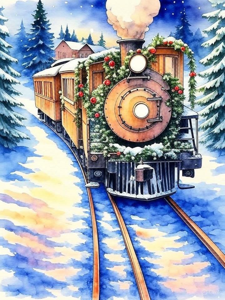 Christmas snow train A4print