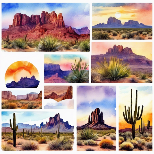 Arizona Superstition Mtn Prints (set3) A4