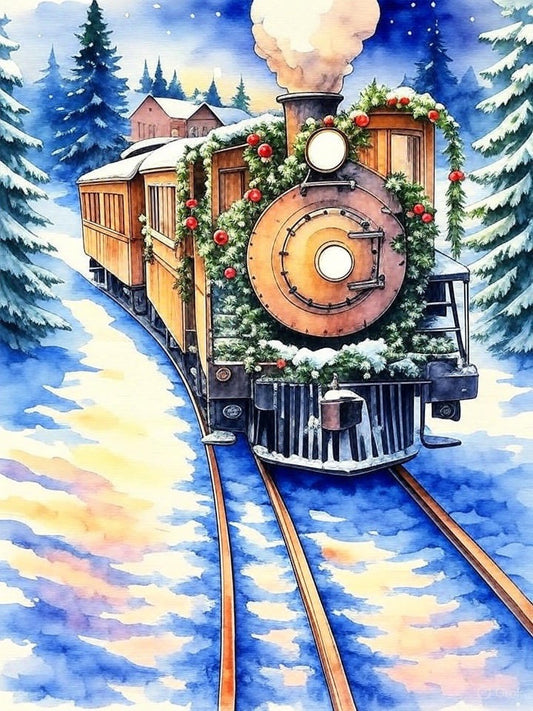 Christmas snow train A4print