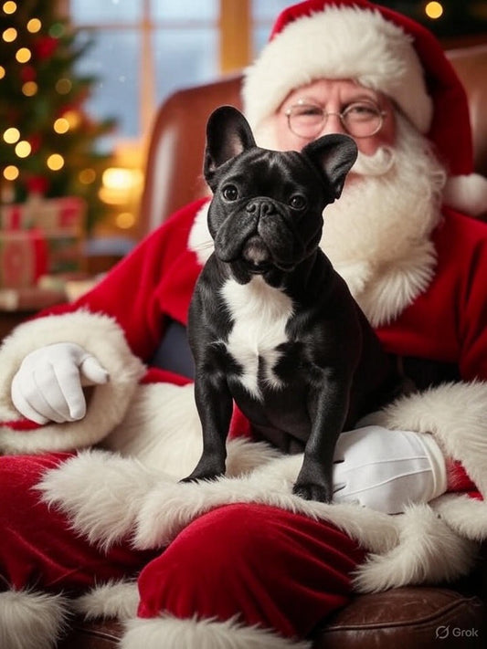 Santa & Frenchie A4 print