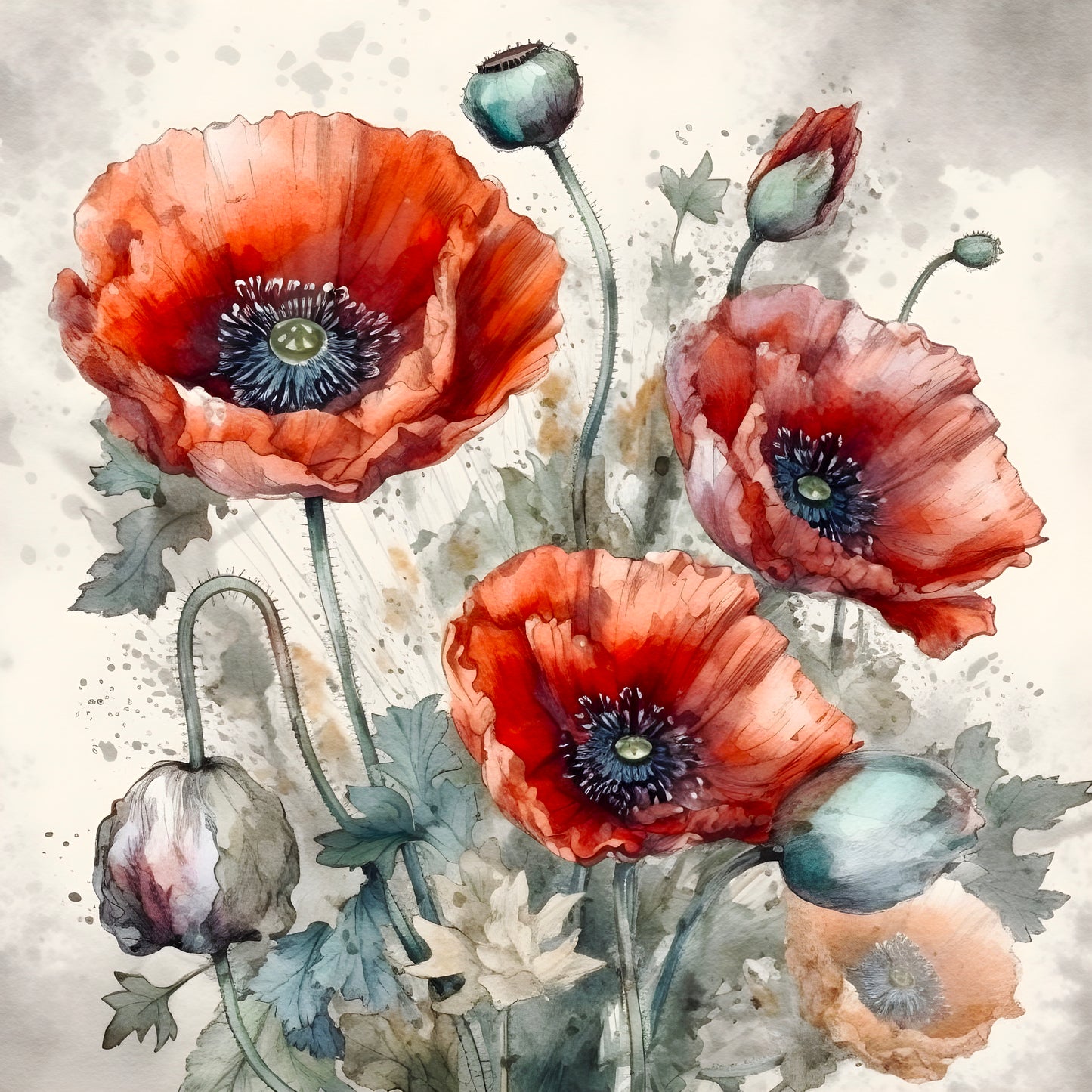 A7-Vintage Poppy Prints 2 (set3)