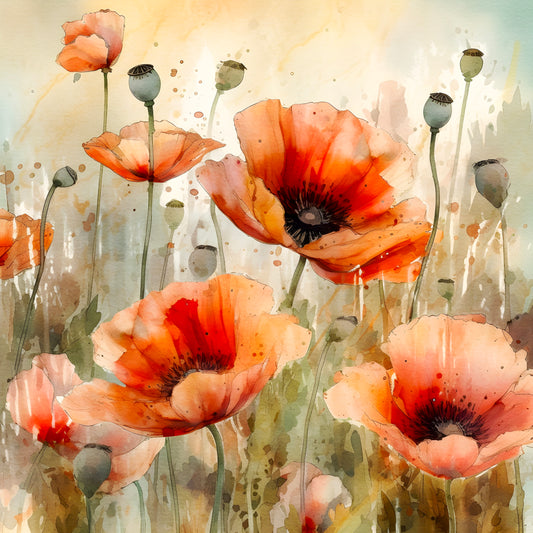 Vintage Poppy Prints 2 (set3) A4