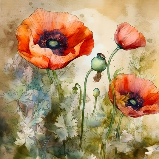 Vintage Poppy Prints 1 (Set3)A4