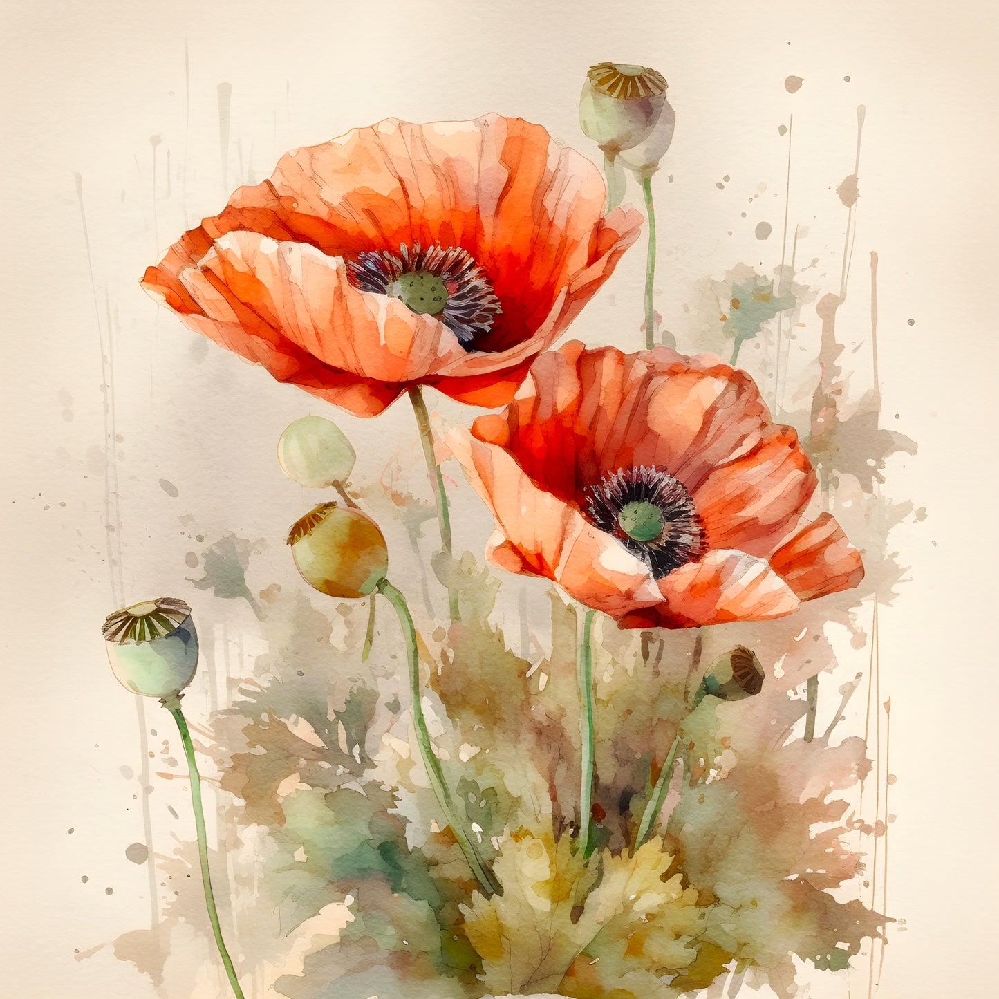 A6-Vintage Poppy Prints 1 (Set3)