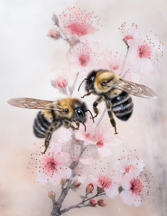 Elegant Bees Prints (set 4)A4