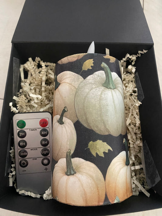 A beautiful pumpkin candle