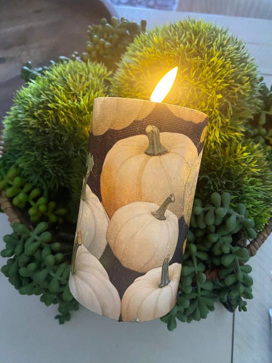 A beautiful pumpkin candle